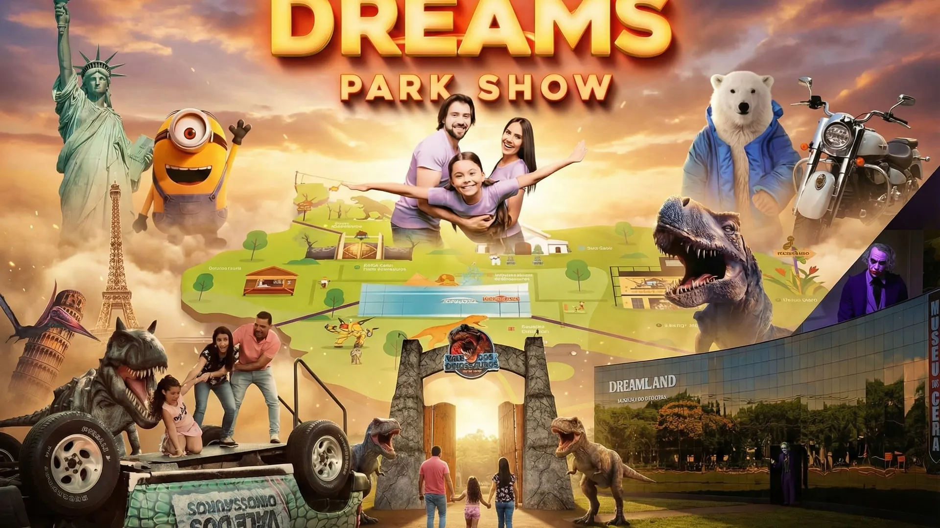 Roteiro Kids em Foz do Iguaçu · família com crianças no Complexo Dreamland e Wonder Park · 10 atrações em 1 dia com transfer privativo